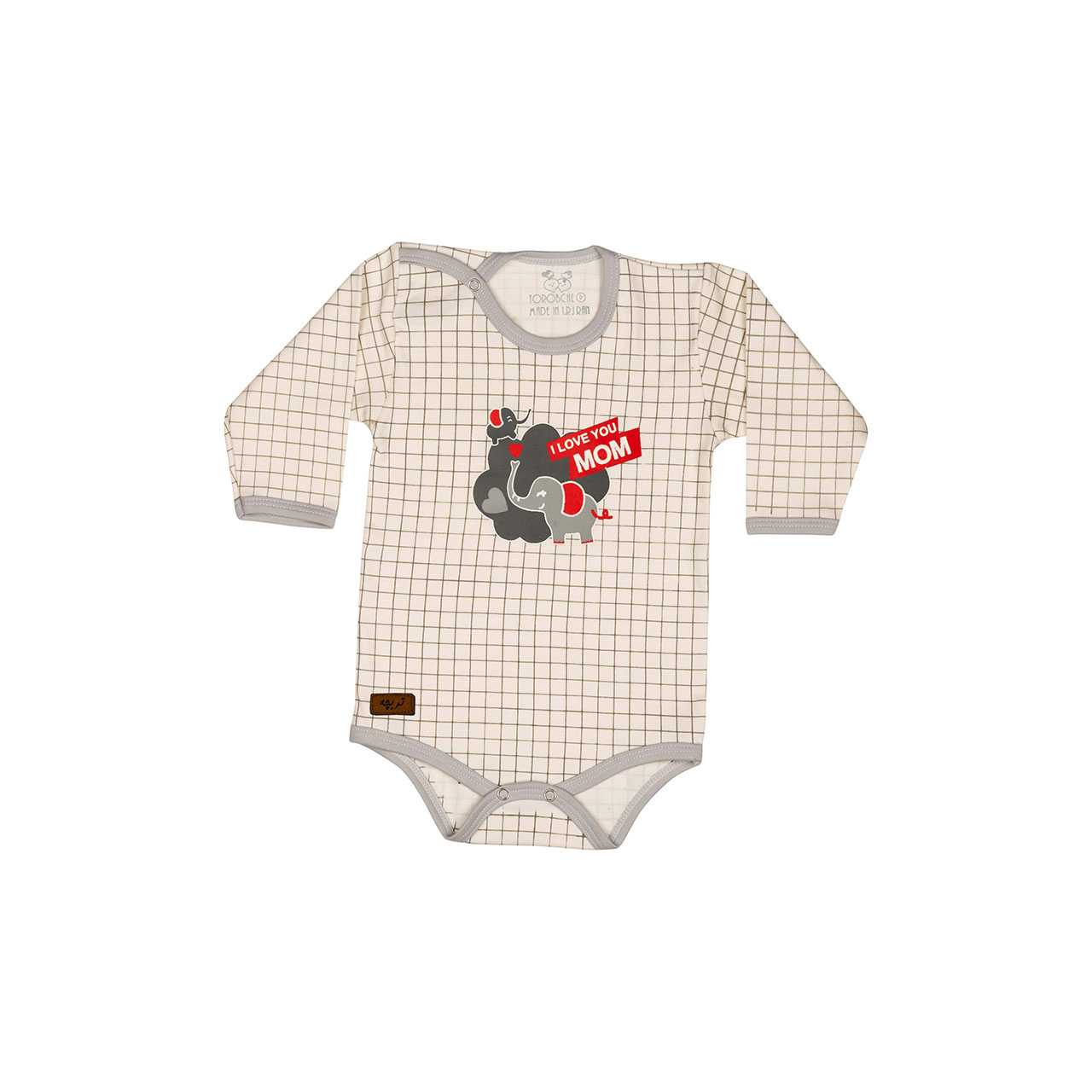 بادی آستین بلند نوزادی تربچه مدل فیل کوچولو