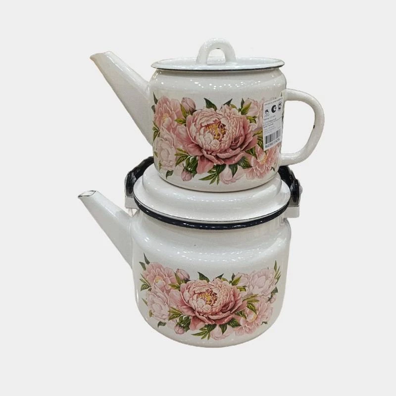 ست کتری و قوری طرح گل رز مدل Ujejevs گنجایش کتری ۲ لیتر گنجایش قوری ۱ لیتر