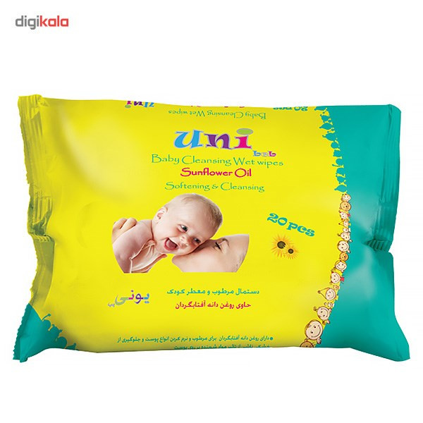 دستمال مرطوب یونی بب مخصوص کودک - بسته 20 عددی