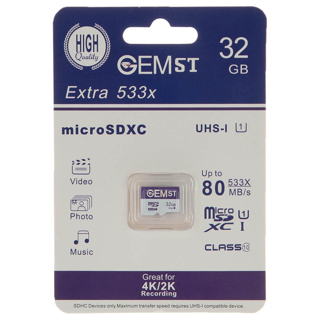 کارت حافظه microSDXC جم اس تی مدل Extra 533x کلاس 10 استاندارد UHS-I سرعت 80MBps ظرفیت 32 گیگابایت