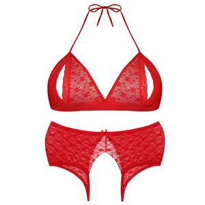 ست شورت و سوتین زنانه ماییلدا مدل گیپور کد 4012-R رنگ قرمز