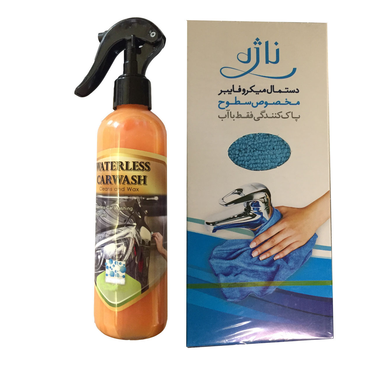 اسپری کارواش بدون آب مدل NP114 حجم 250 میلی لیتر به همراه دستمال