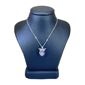 گردنبند نقره زنانه سواروسکی مدل قلب تاج دار کد 2031