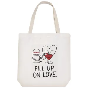 ساک خرید پارچه ای خندالو طرح Fill Up On Love مدل توت بگ کد 6696