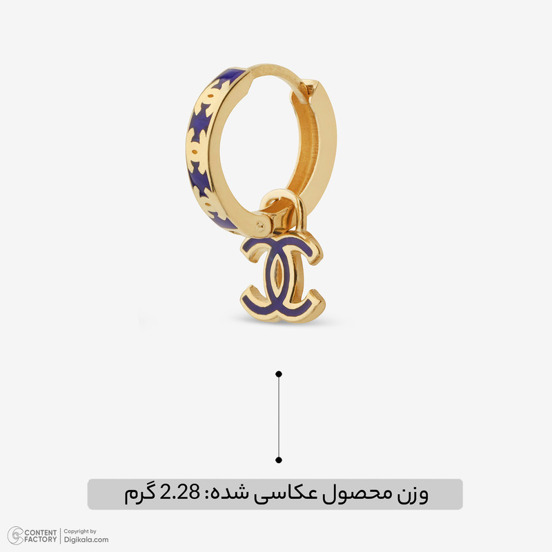 گوشواره حلقه‌ای طلا 18 عیار زنانه گلدم مدل E255013 - 5