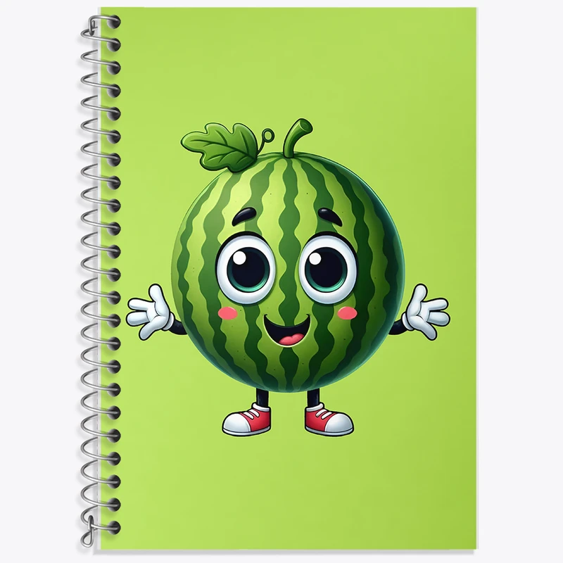 دفتر زبان 50 برگ خندالو مدل دو خط طرح هندوانه بامزه کد F7677