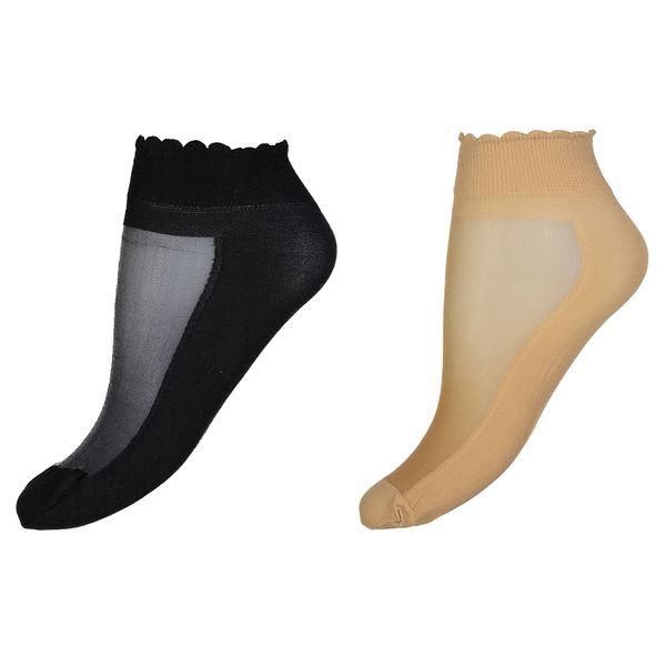 جوراب زنانه مدل CL837-BlackCream مجموعه 2 عددی جوراب زنانه مدل CL837-BlackCream مجموعه 2 عددی