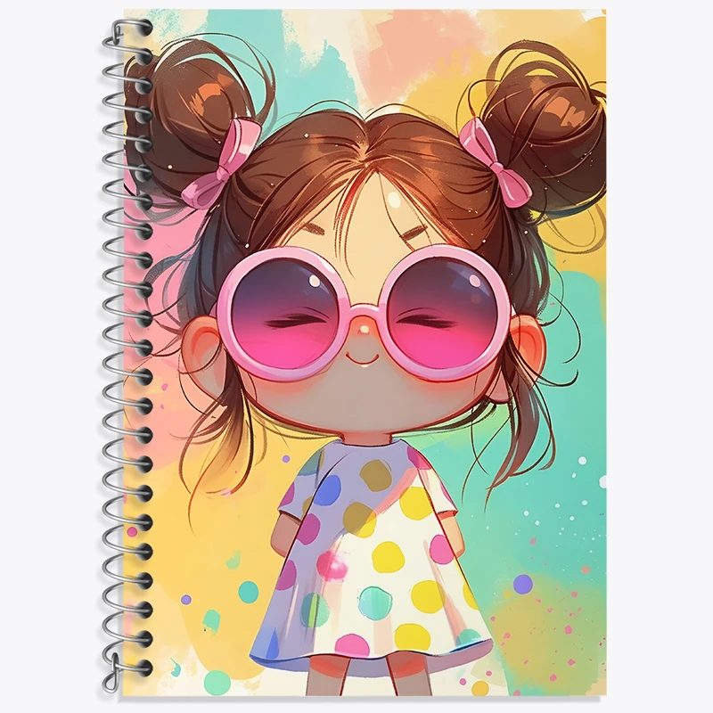 دفتر زبان 50 برگ خندالو مدل سه خط طرح دخترانه کیوت کد N4424