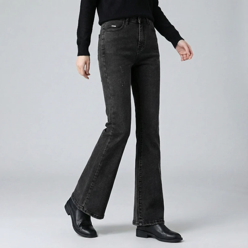 شلوار جین دم پا گشاد زنانه اچ ان اف مدل 7044-5