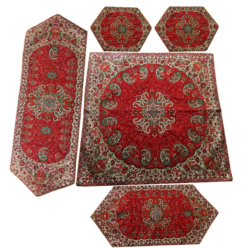 ست رومیزی ترمه مجموعه 5 عددی