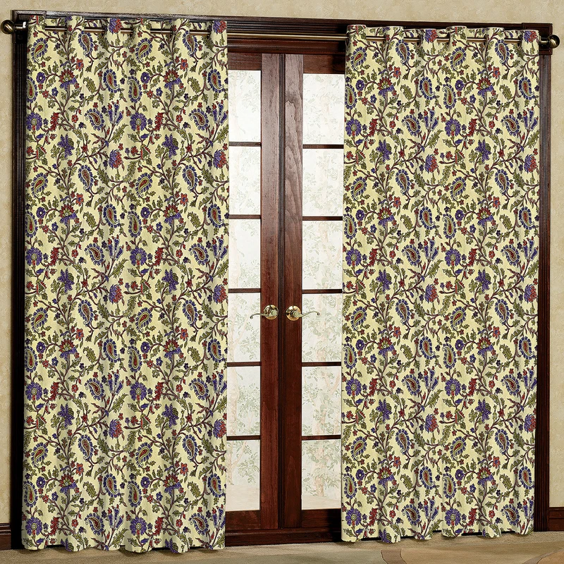 پرده بارمان دکور طرح بته جقه مدل مخمل پانچی کد 513L W سایز 140x280 سانتی متر