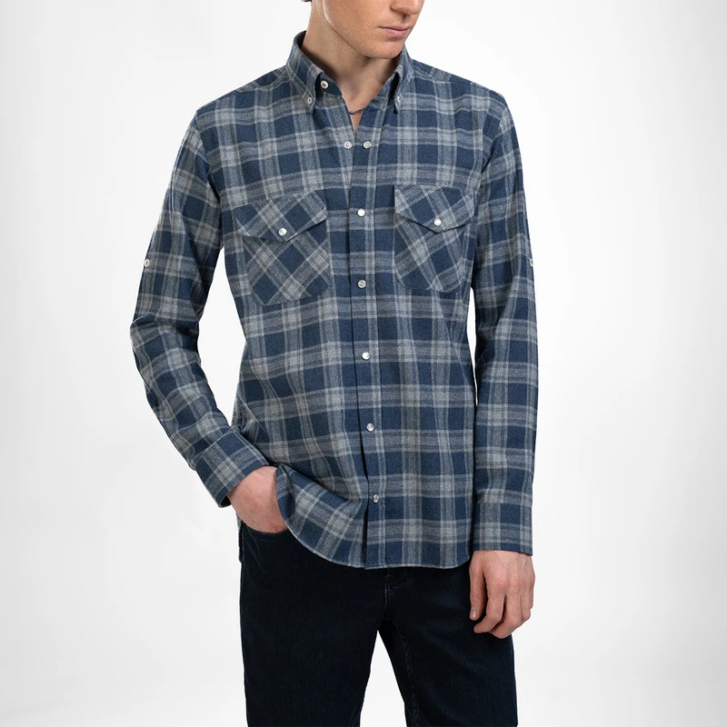 پیراهن آستین بلند یقه دکمه دار مردانه ام کی مدل 1840