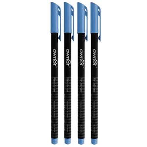Owner Black Body 0.4 Light Blue Rollerball Pen - Pack of 4
