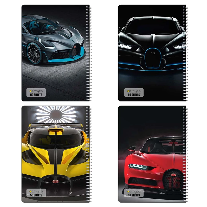 دفتر نقاشي 50 برگ کارنيکا طرح بوگاتی Bugatti کد 30922 مجموعه 4 عددی