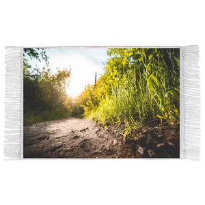 فرش ماشینی دیوارکوب اطلس آبی طرح منظره مزرعه مدل T1813 