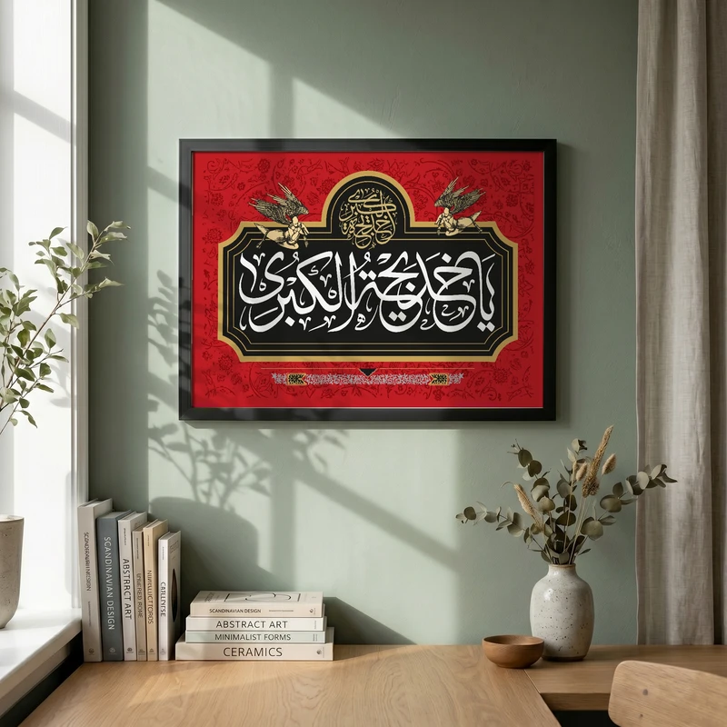 تابلو طرح وفات حضرت خدیجه (س) مدل G14901 فریم مشکی