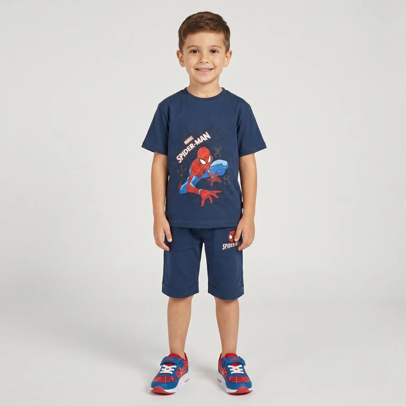 ست تی‌شرت آستین کوتاه و شلوارک راحتی پسرانه مدل Spiderman کد 750