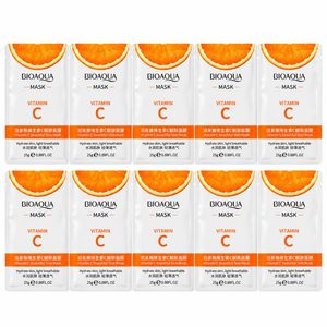 ماسک ورقه ای جوان کننده بایو آکوا مدل VTMN C با رایحه پرتقال مناسب انواع پوست حجم 25 میلی لیتر بسته 10 عددی