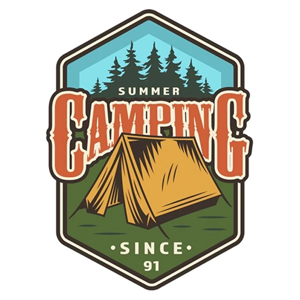 استیکر پارچه و لباس پاد آفرین طرح کمپینگ کد 4259