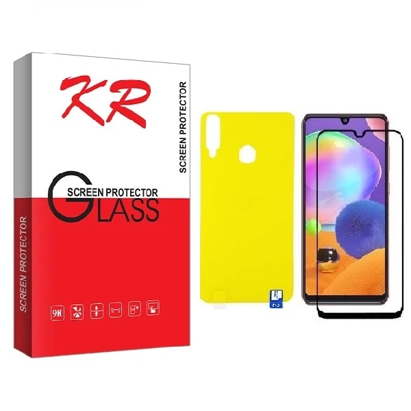 محافظ صفحه نمایش کی آر مدل FUL مناسب برای گوشی موبایل سامسونگ Galaxy A20s به همراه محافظ پشت گوشی 