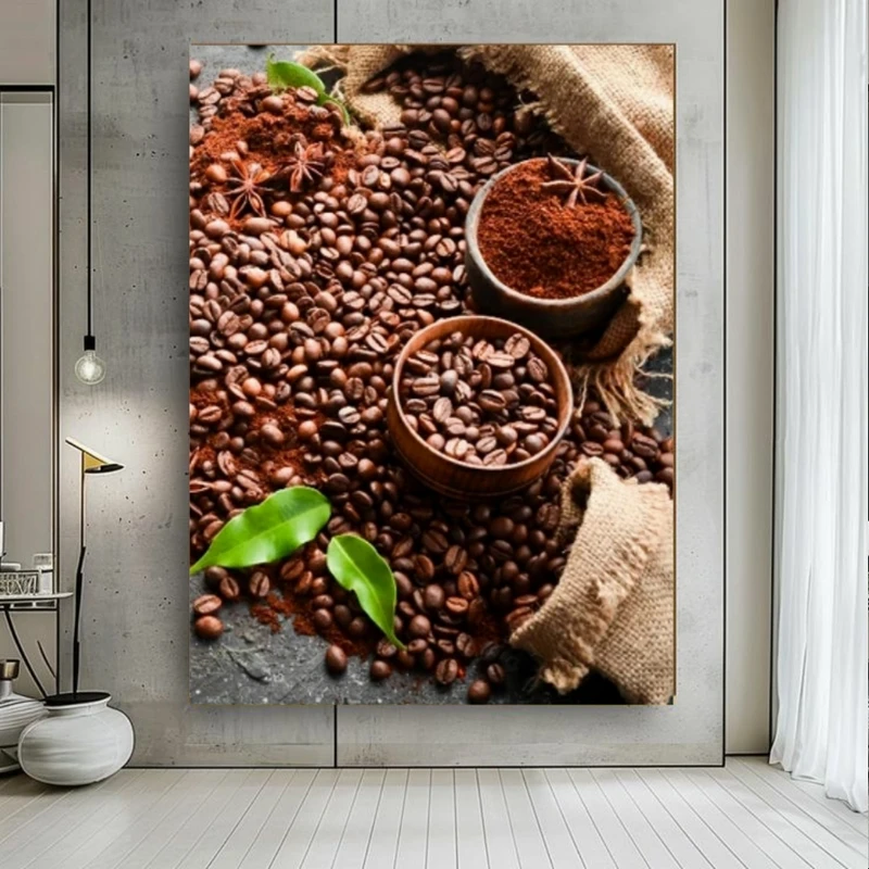پوستر پارچه ای طرح مخمل  مواد اولیه مدل دانه قهوه کد BK27347