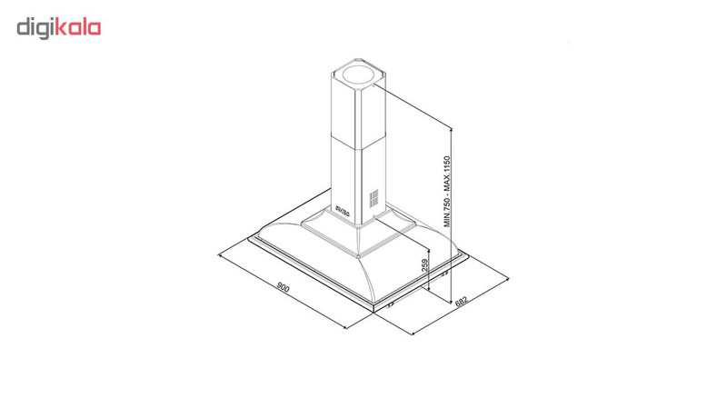 هود شومینه ای اسمگ مدل KCI19POE سایز 90