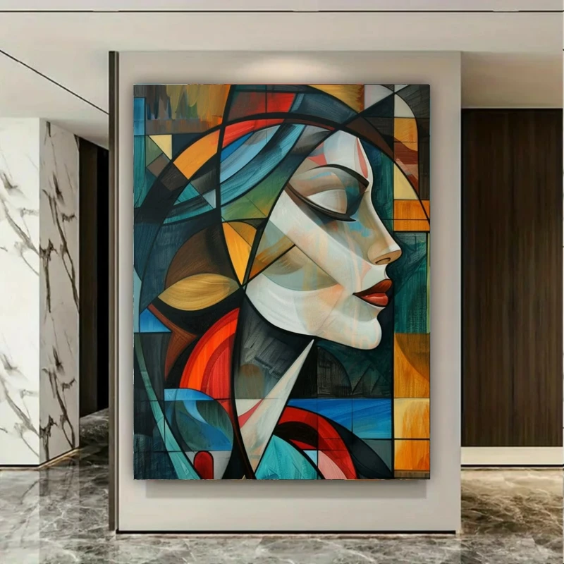 تابلو بوم طرح مخمل نقاشی انتزاعی مدل نیمرخ زیبا کد BK25077