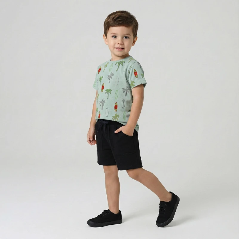 ست تی‌شرت آستین کوتاه و شلوارک راحتی پسرانه وان بای وان مدل آريس