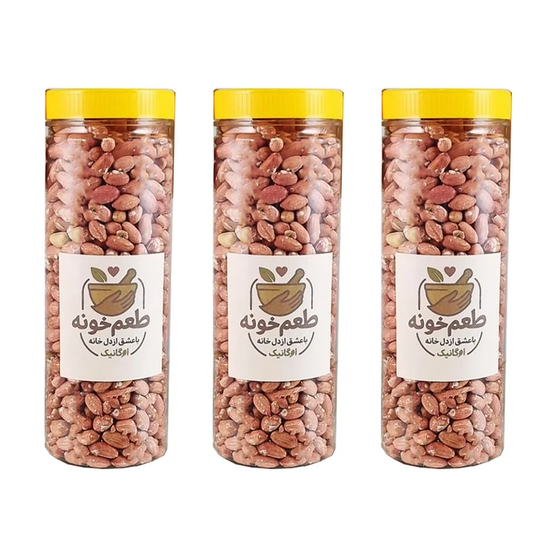 بادام زمینی ارگانیک طعم خونه - 800 گرم بسته 3 عددی