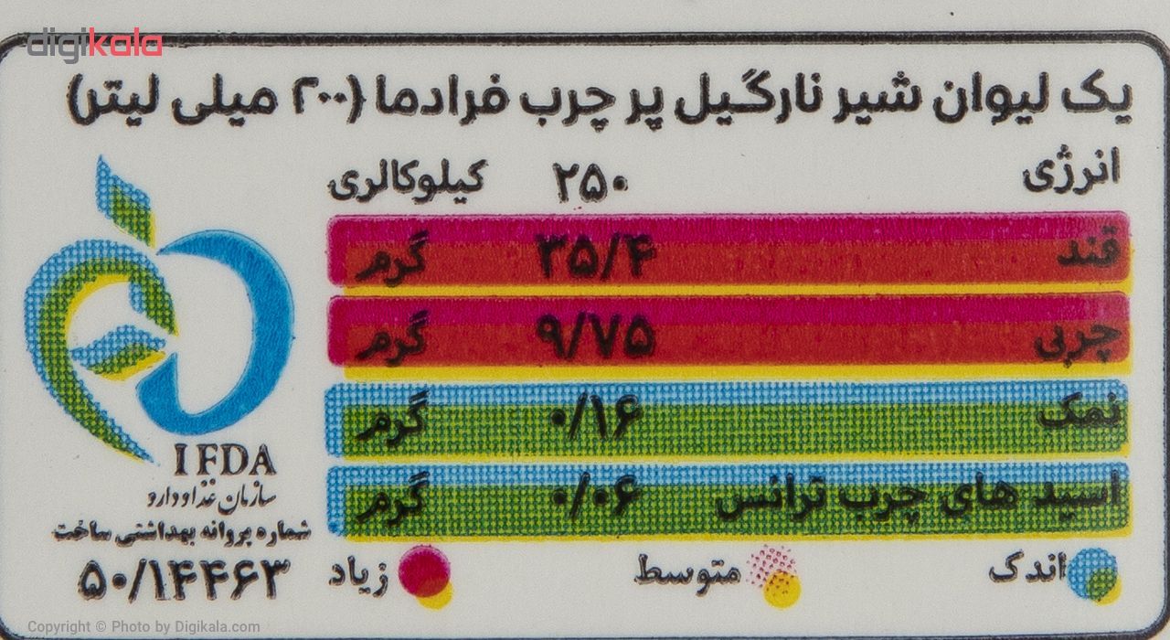 شیر نارگیل پگاه مقدار 0.2 لیتر