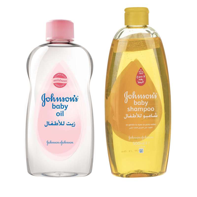 شامپو کودک جانسون حجم 500 میلی لیتر به همراه روغن بچه جانسون حجم 500 میلی لیتر