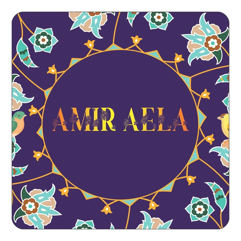 مگنت کاکتی طرح اسم امیراعلا amir aela مدل گل و بلبل کد mg11122