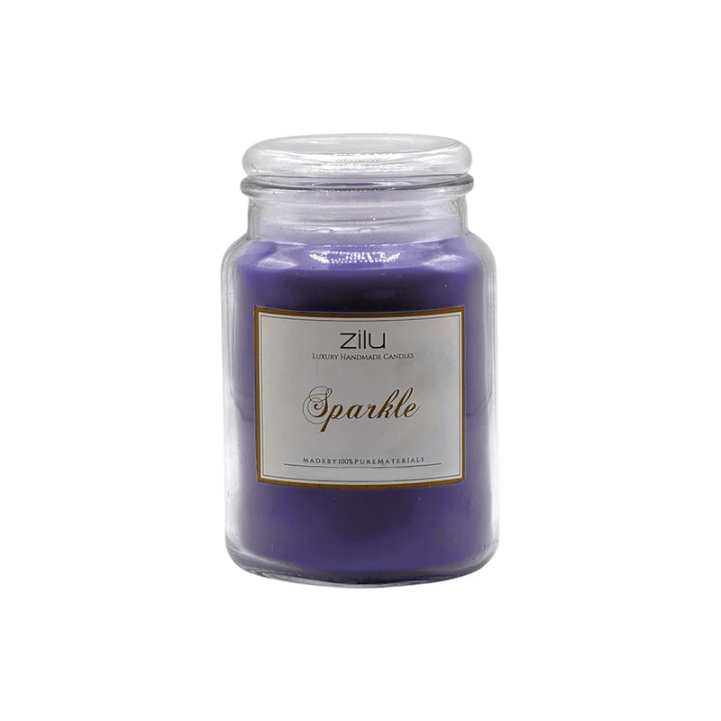 شمع لیوانی معطر شمع زیلو مدل اسپارکل با رایحه اسطوخودوس (لوندر) زمان اتمام 150 ساعت