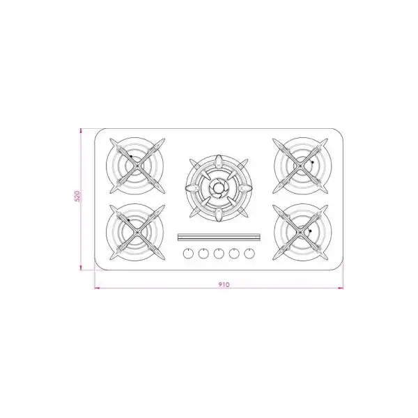 اجاق گاز صفحه ای 5 شعله کن مدل GBM503