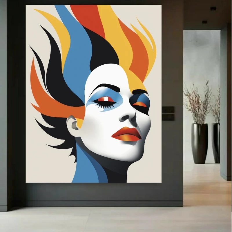 پوستر مدل چهره دختر و آتش کد FP104705