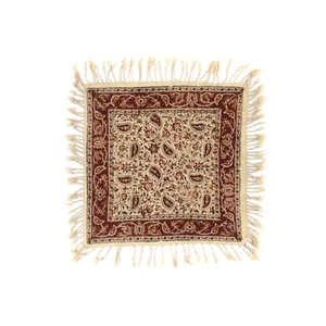 پارچه قلمکار لوح هنر طرح درهم بادامی کد 818 سایز 35 × 35