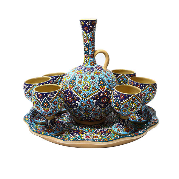 ست تنگ و گیلاس میناکاری مدل مهرخاک کد 023