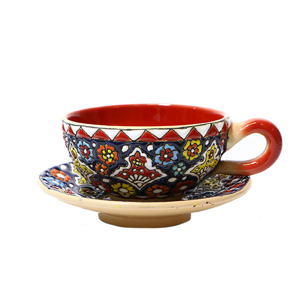 فنجان و نعلبکی میناکاری مدل آبی عمیق کد 027