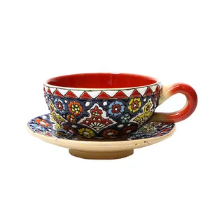 فنجان و نعلبکی میناکاری مدل آبی عمیق کد 027