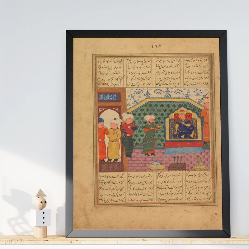 تابلو طرح نگاره پادشاه جمشید مدل G00193 فریم مشکی