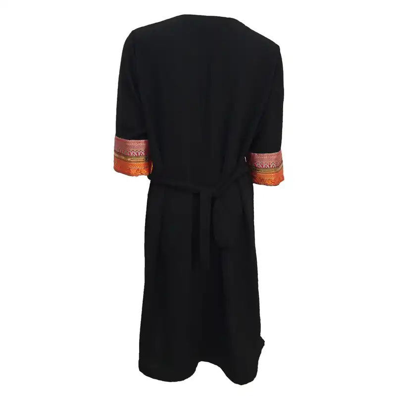 مانتو زنانه مدل نخی ابر و بادی سوزندوزی هندی کد tm-2705 رنگ مشکی