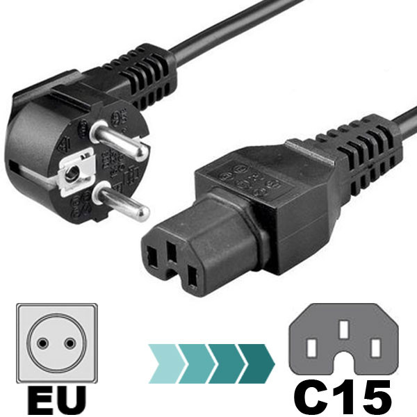 کابل برق 3 پین منبع تغذیه بافو مدل EU-C15 3Cx1.5MM طول 3 متر