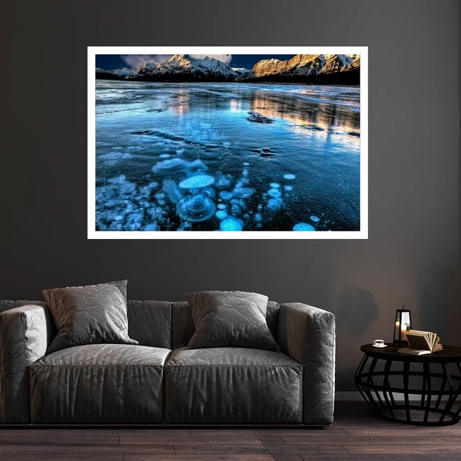 تابلو بکلیت طرح منظره دریاچه آبراهام کانادا مدل قاب شاسی W-s8979