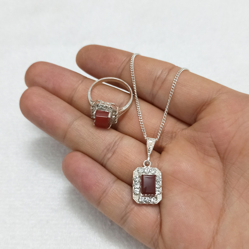 نیم ست نقره زنانه سلین کالا مدل عقیق کد ce-ag4