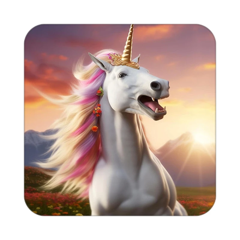 زیر لیوانی کاکتی طرح اسب تک شاخ و یونیکورن مدل mp29089