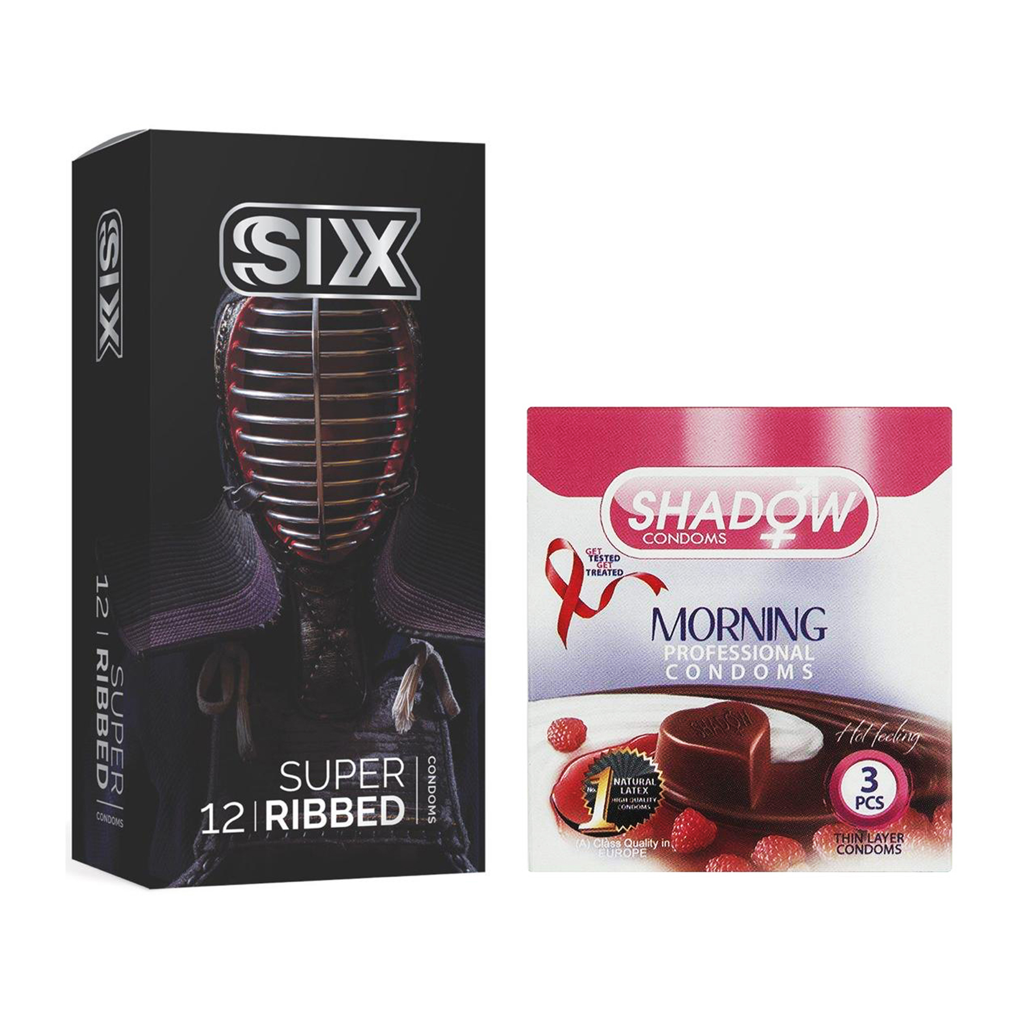  کاندوم سیکس مدل Super Ribbed بسته 12 عددی به همراه کاندوم شادو مدل Morning بسته 3 عددی