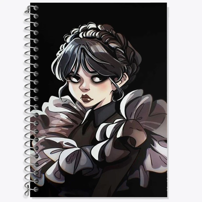 دفتر زبان 50 برگ خندالو مدل دو خط طرح سریال ونزدی Wednesday کد 25260