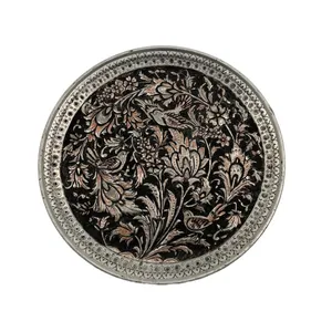 سینی قلم زنی مسی طرح گل مرغ