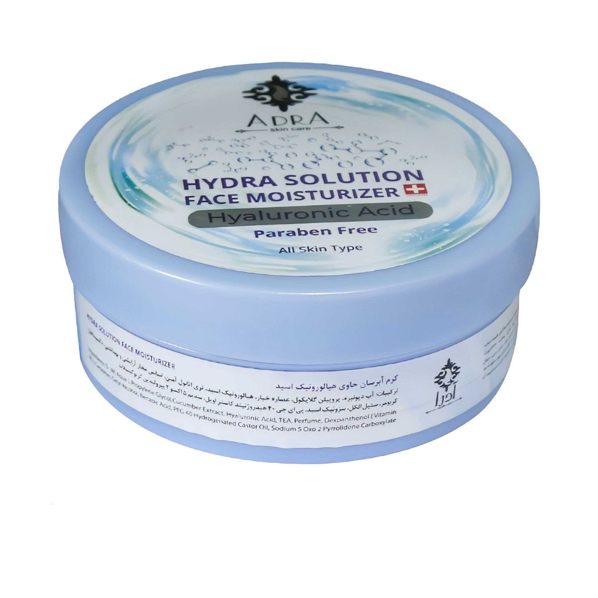 کرم آبرسان آدرا مدل هیالورونیک اسید حجم 200 میلی لیتر