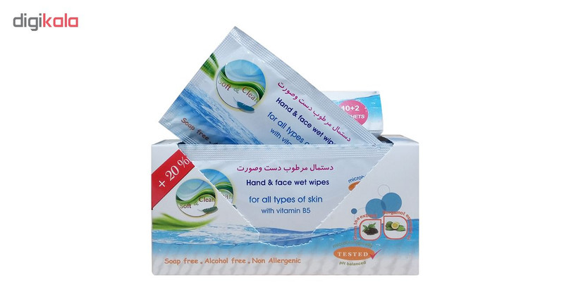 دستمال مرطوب سافت و کلین مدل ساشه ای بسته 12 عددی